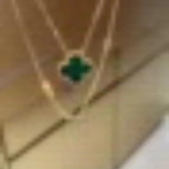 Van Cleef & Arpels 18K gold chrysocolla four-leaf clover necklace